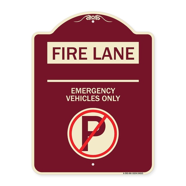 Signmission Fire Lane Emergency Vehicles W/ No Parking Heavy-Gauge Aluminum Sign, 24" x 18", BU-1824-24015 A-DES-BU-1824-24015 - main